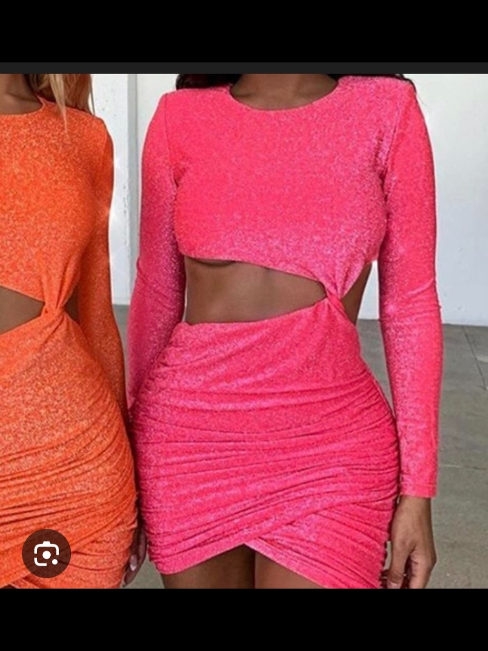 Oh Polly Hot Pink Cutout Long-Sleeve Ruched Mini Dress
